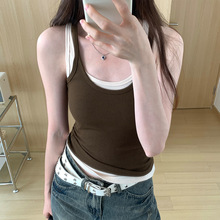 实拍欧货百搭外穿辣妹吊带背心女夏季2025年新款修身U领无袖上衣