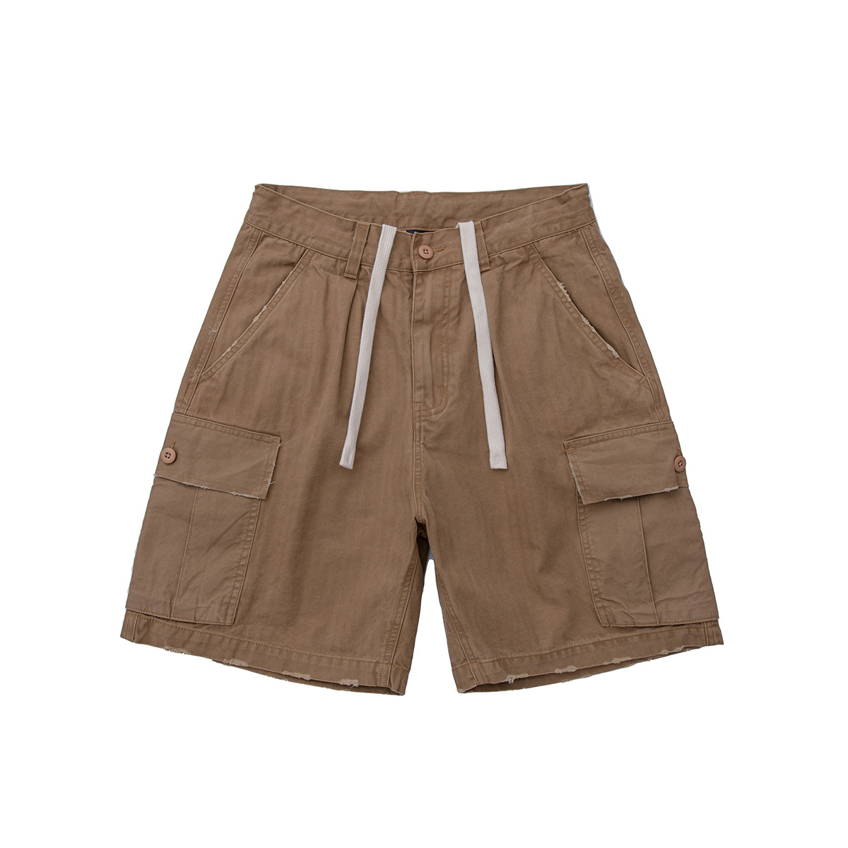 North Boundary Men's American Trendy Brand 2025 Summer New Washed Frayed Distressed Herringbone Casual Cargo Shorts