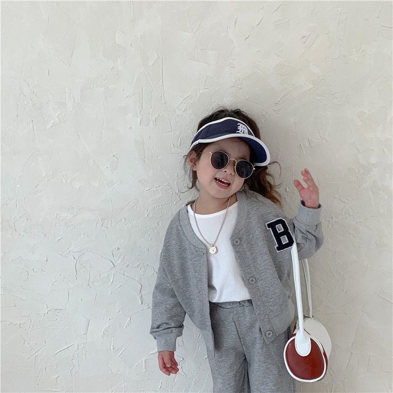 Costume de Baseball pour filles, édition coréenne d'automne, serviette, étiquette brodée, Cardigan + bas de cloche, ensemble deux pièces, 81007_voghion.com