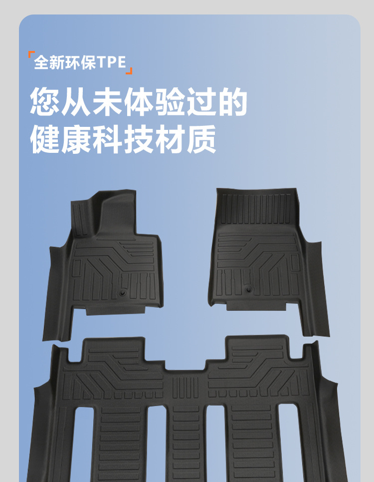 Suitable for the interior modification of the HarmonyOS Smart Travel AITO M8, 5/6-seater front two rows with threshold covers, TPE car floor mat accessories