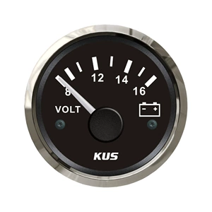 Kus Instrument 52mm Mounting Diameter 12V 24V Voltage Meter for Ships, Cars, and Rvs with Night Light