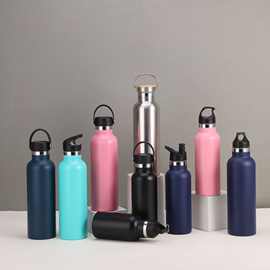 双层不锈钢美式瓶真空保温全钢大口户外保温杯运动壶提手全钢杯