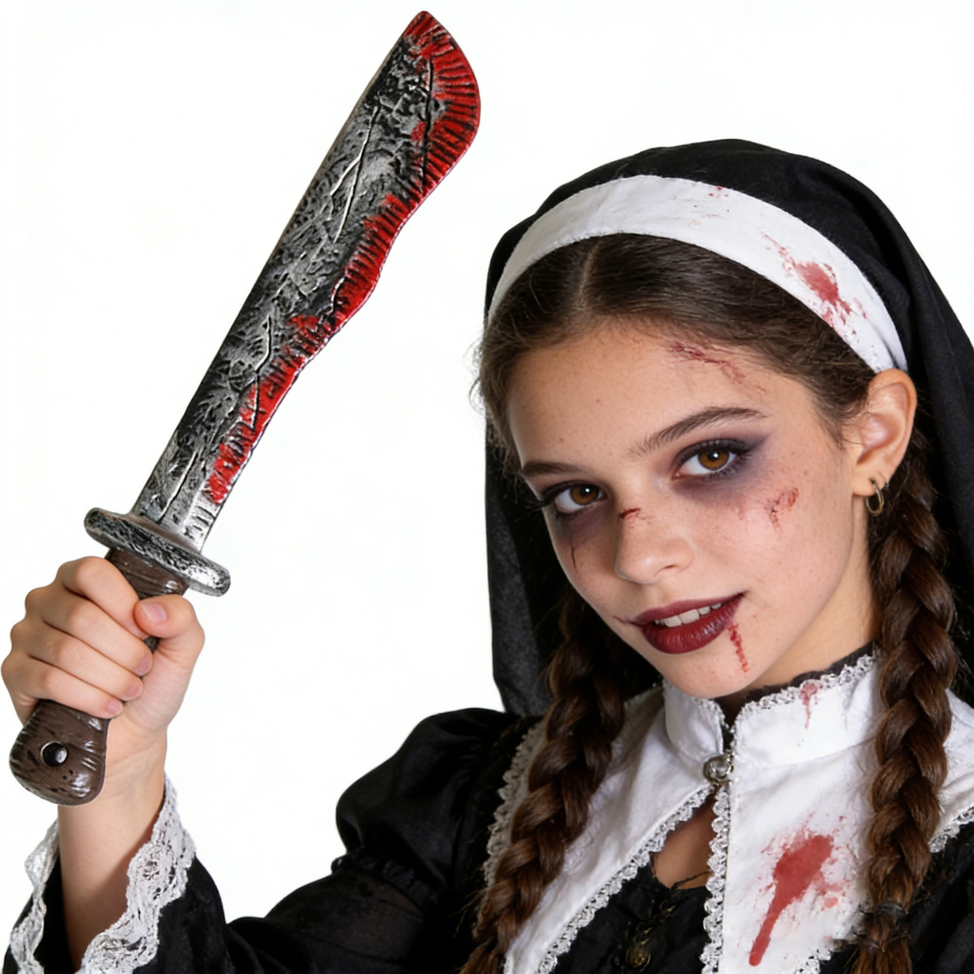 Halloween cuchillo de plástico fantasma día decoración juguete cuchillo de colza de sangre red cuchillo de punta de sangre accesorios de hechizo hookah guisa