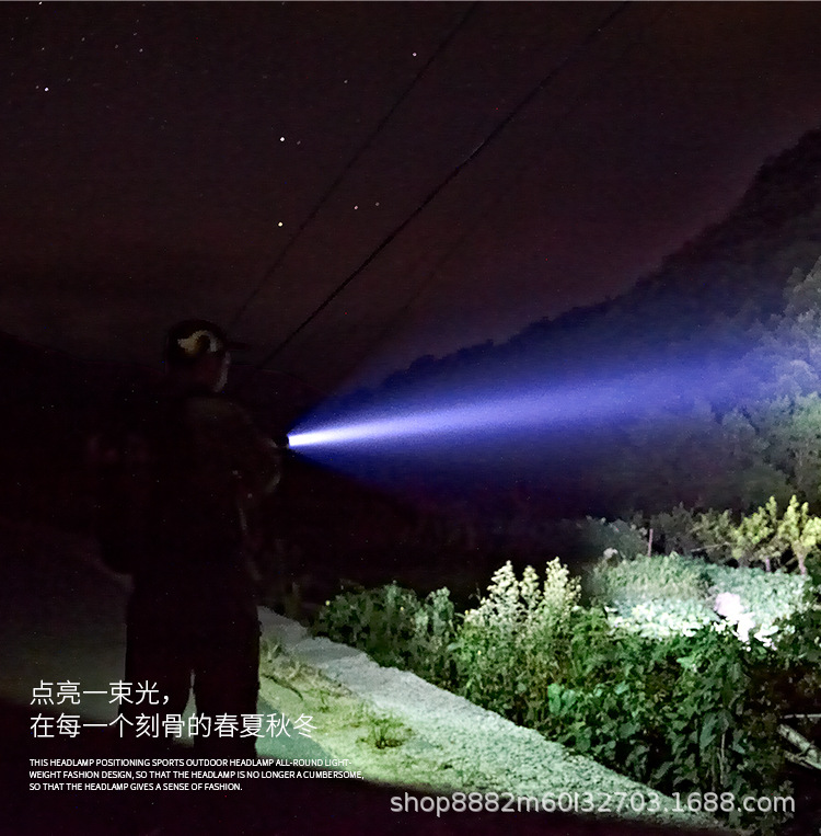 New Sst40 Strong Light Flashlight Outdoor Ultra-Bright Spotlight Long-Range Strong Light Rechargeable Home Work Light
