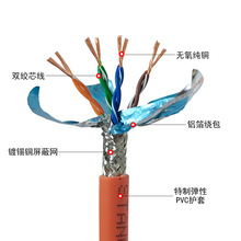 定制家用网咖彩色七类双屏蔽网线 万兆双绞工程网线装修双屏蔽