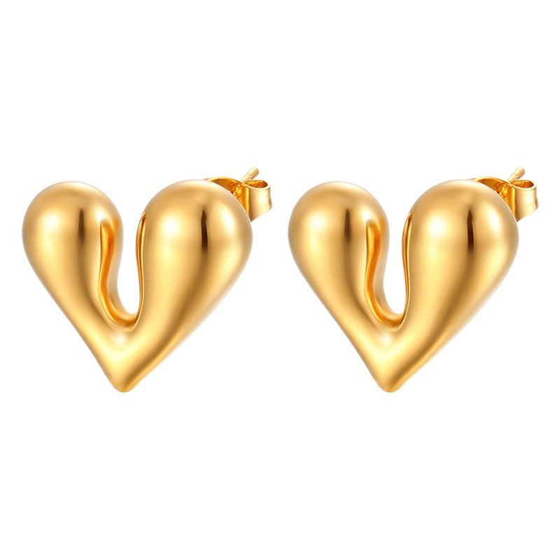 INS de alta calidad retro de acero inoxidable pendientes encantadores simples de moda de lujo ligero estilo de las Mujeres 18K de color Preservación de la joyería del oído