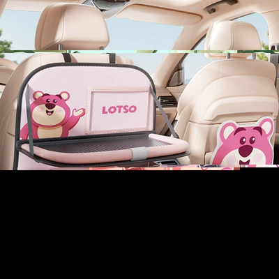 Rear Seat Back Storage Hanging — Car storage bag/box - strawberry-bear-storage-bag-anti-kick-pad-comes-with-storage-bucket