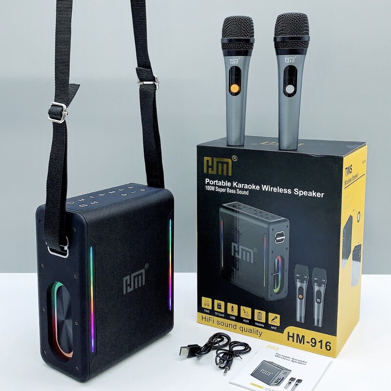 HM-916 ハイパワー 60 ワットオーディオ屋外スクエアダンスカラオケワイヤレスマイク Bluetooth スピーカーポータブルサブウーファー|undefined