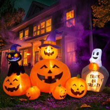 2.1米万圣节充气南瓜气模配搞怪女巫猫恐怖幽灵墓碑户外庭院装饰