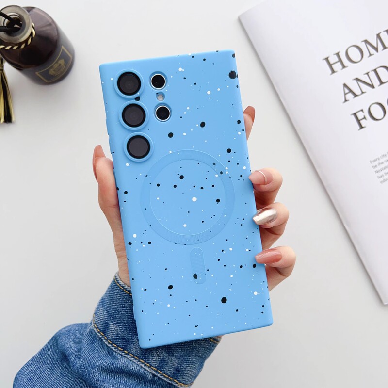 Gypsophila Splash Ink Suitable for Samsung S24Ultra Mobile Phone Case S23/S21+Magsafe Magnetic Classy Charging Gypsophila Splash Ink Suitable for Samsung S24Ultra Mobile Phone Case S23/S21+Magsafe Magnetic Classy Charging