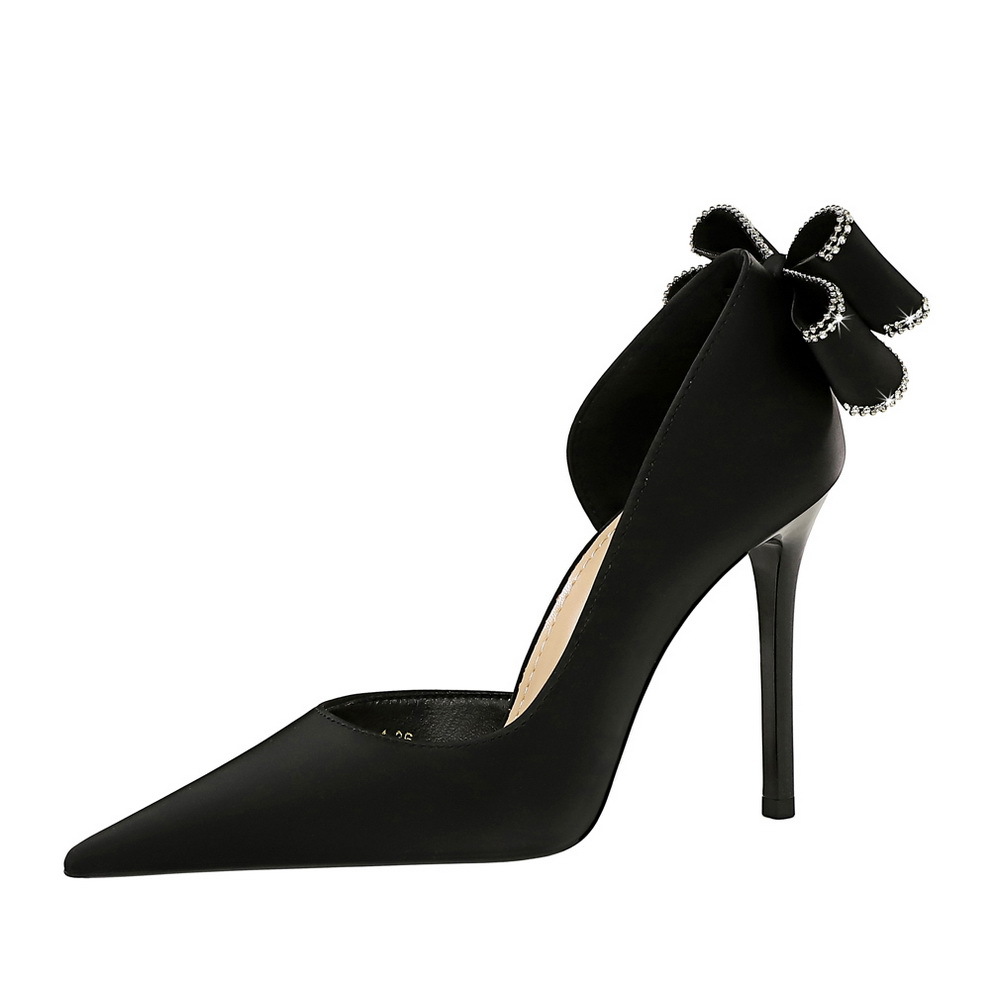 Pointed Stiletto Heels With Rhinestones And Back Bow For Women_voghion.com
