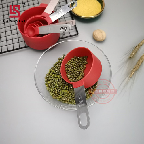 Factory plastic measuring cup measuring spoon set with scale stainless steel handle 8-piece measuring spoon set 4-piece measuring spoon set pp