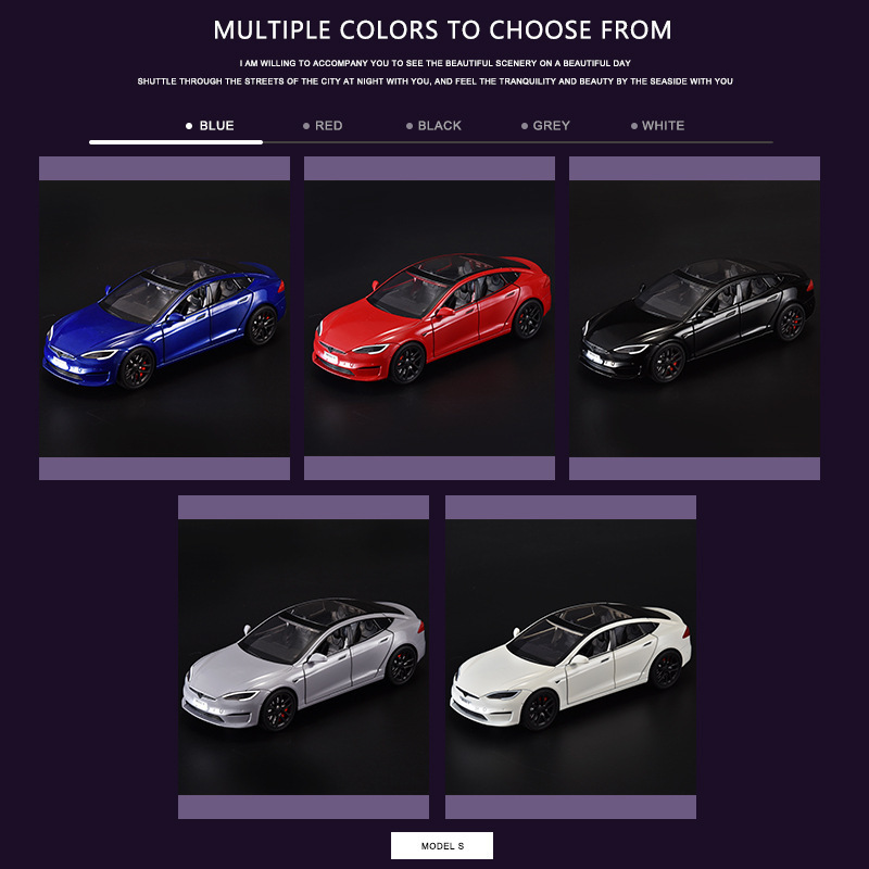 XLG modelo de coche de aleación 1:24 tesila modelo S Tire hacia atrás iluminación efecto de sonido juguete modelo de coche decoración colección