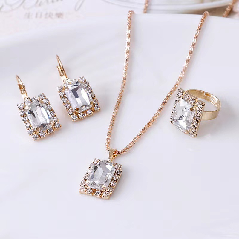 Traje europeo y americano cristal nupcial collar pendientes anillo pulsera traje comercio exterior boda cena joyería Accesorios