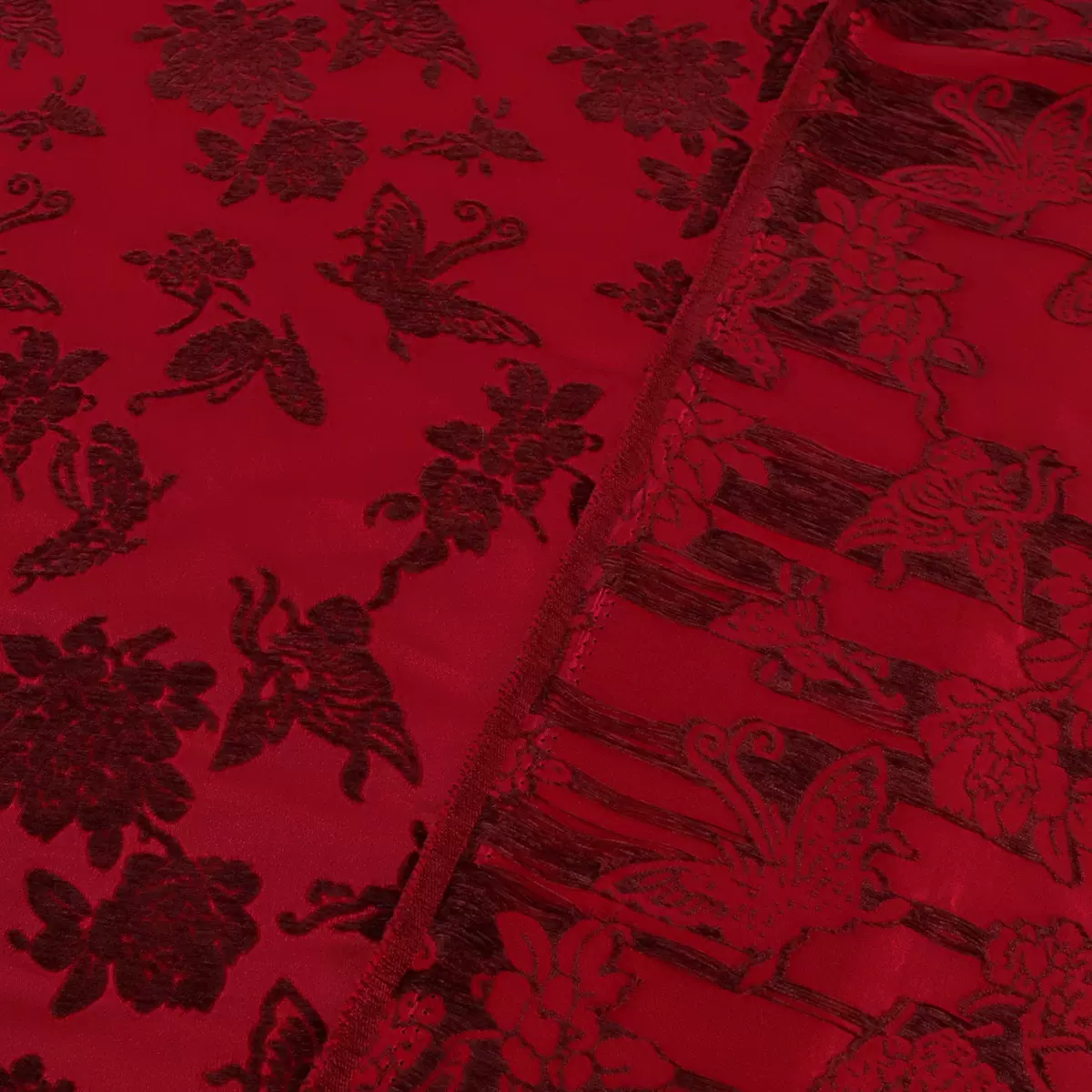 《ZR003蝶恋花》秋冬款漳缎服装布料外套上衣汉服提花缎面料