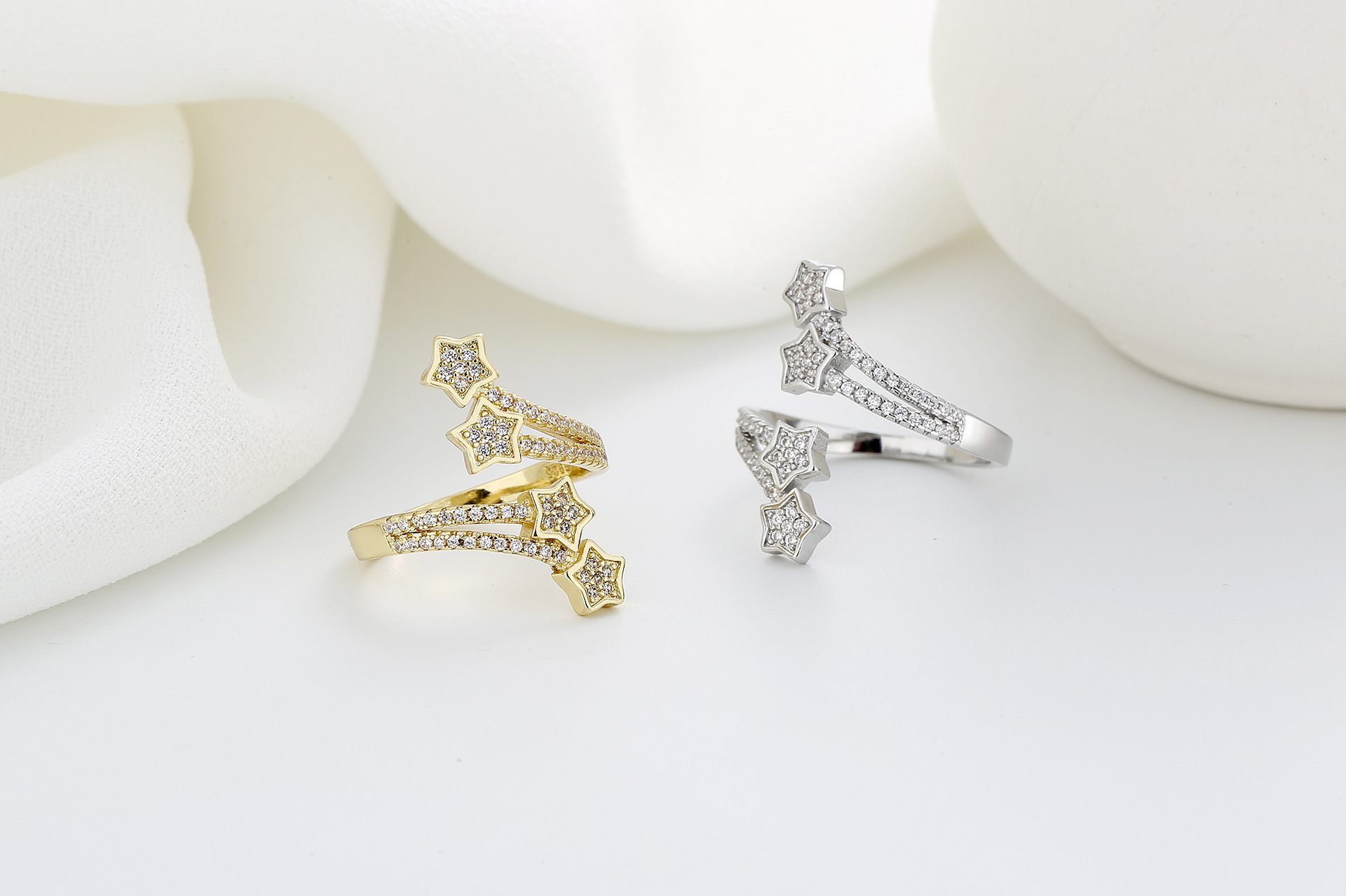 Fashion Star Copper Inlay Zircon Rings