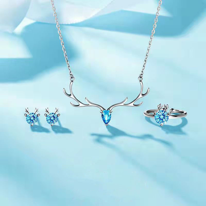 New all the way you couple set necklace ring earrings 520 Valentine's Day girlfriend best friend birthday gift