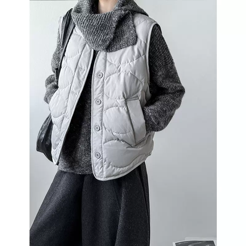 橘芷冬季新款韩系菱格棉衣马甲90白鸭绒马甲保暖外套250121
