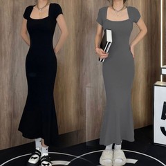 魚の尾のスカートの半身のスカートのお姉さんの風のギャルの方の襟のワンピースの女性のガードルは痩せています。