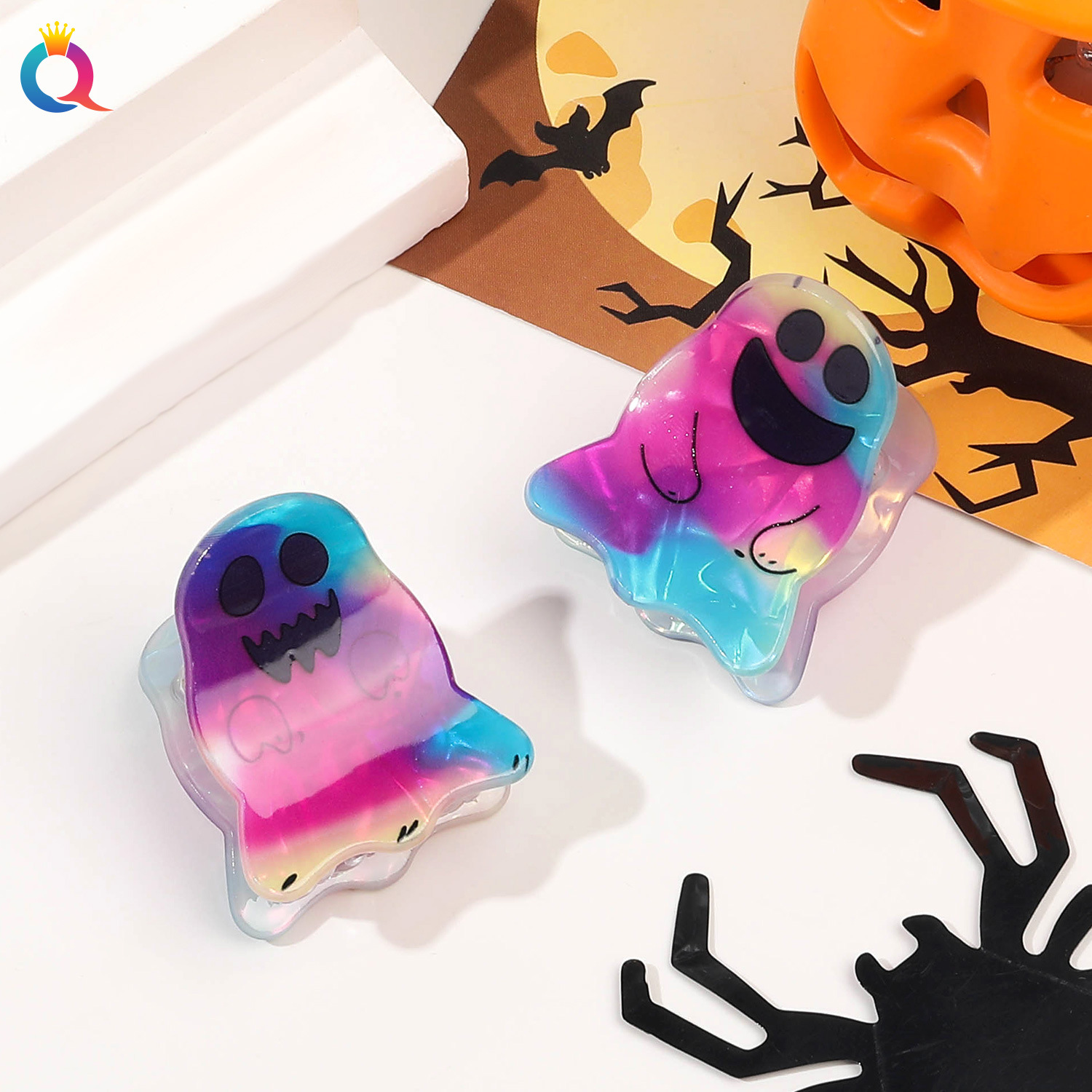 21g Weight Hair Claws Hair Accessories Type 1 Piece Quantity Holiday, Festival Occasion Arylic Material Halloween Festival ghost Pattern Women's Gender Cute Style Halloween Cute Women's Ghost Arylic Hair Claws 2