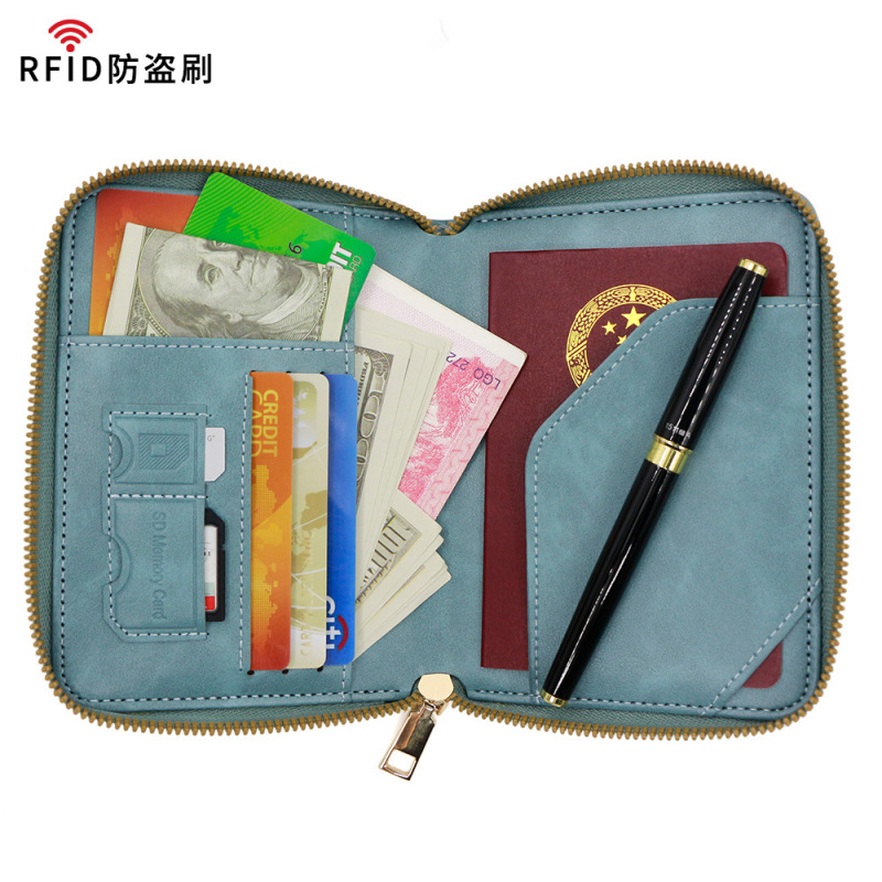 跨境新款RFID防盗刷护照夹多功能证件收纳包出国旅行拉链护照包|undefined