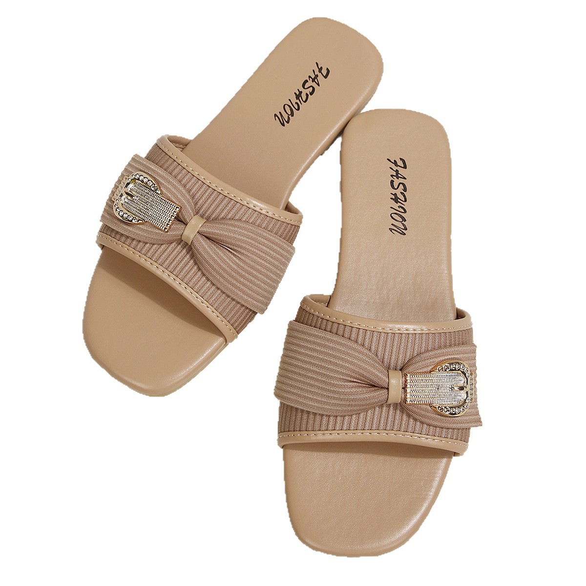 Sandalias Planas de Punta Cuadrada para Mujer, Tejido y Plástico, Cómodas, para Uso Casual