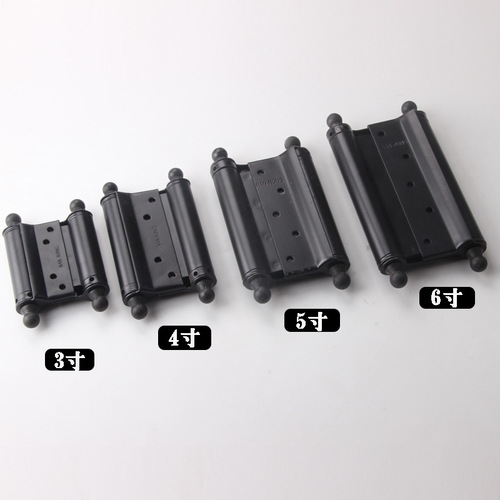 Stainless steel free hinge double-opening bidirectional spring hinge, inside and outside, left and right, bidirectional automatic closing door, black