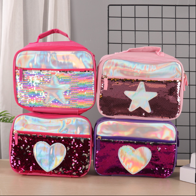 High-Capacity Cosmetic Bag Storage Bag, Children's Portable Lunch Bag, Sequined Aluminum Foil Thermal Bag 2025 Portable