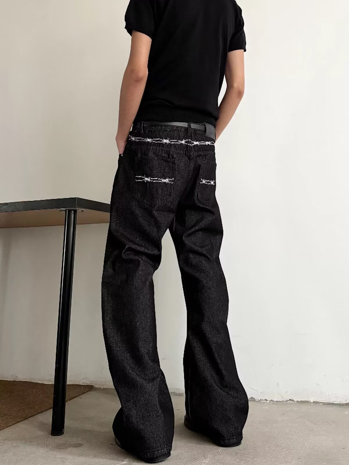 Herren-Jeans im Graffiti-Look mit 3D-Digital-Distressed-Effekt, Streetstyle, gerader Schnitt, lockere Passform, weites Bein_voghion.com