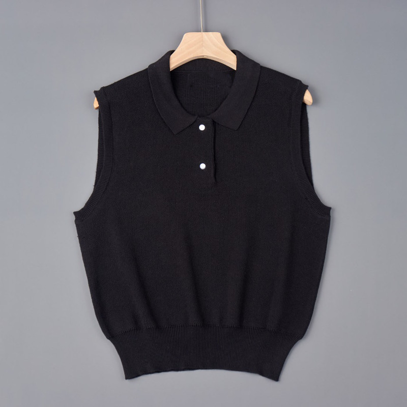 2026 American Single-Embroidery Polo Collar Casual Short Sleeveless Knit Vest
