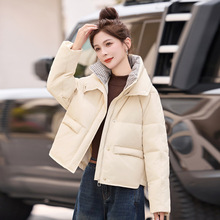 高定时尚羽绒服女短款2025冬季新款韩版宽松小个子白鸭绒面包服潮
