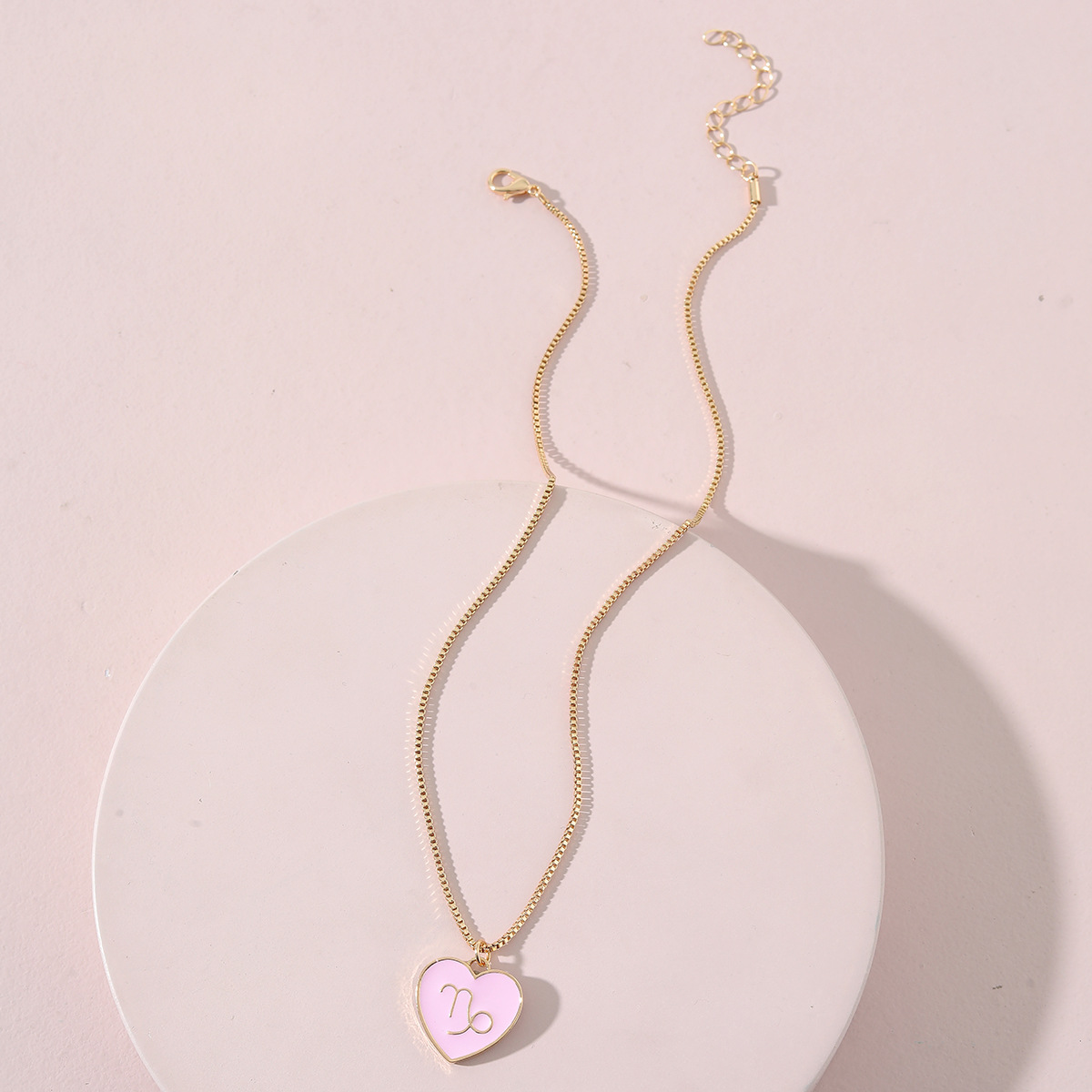 fashion jewelry drip oil heartshaped constellation pendant copper necklacepicture1