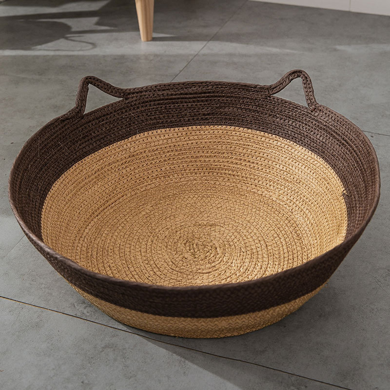 Four Seasons universal gato nido de ratán nido semi-cerrado perro nido estera gato cama cattail tejida verano fresco nido suministros para mascotas