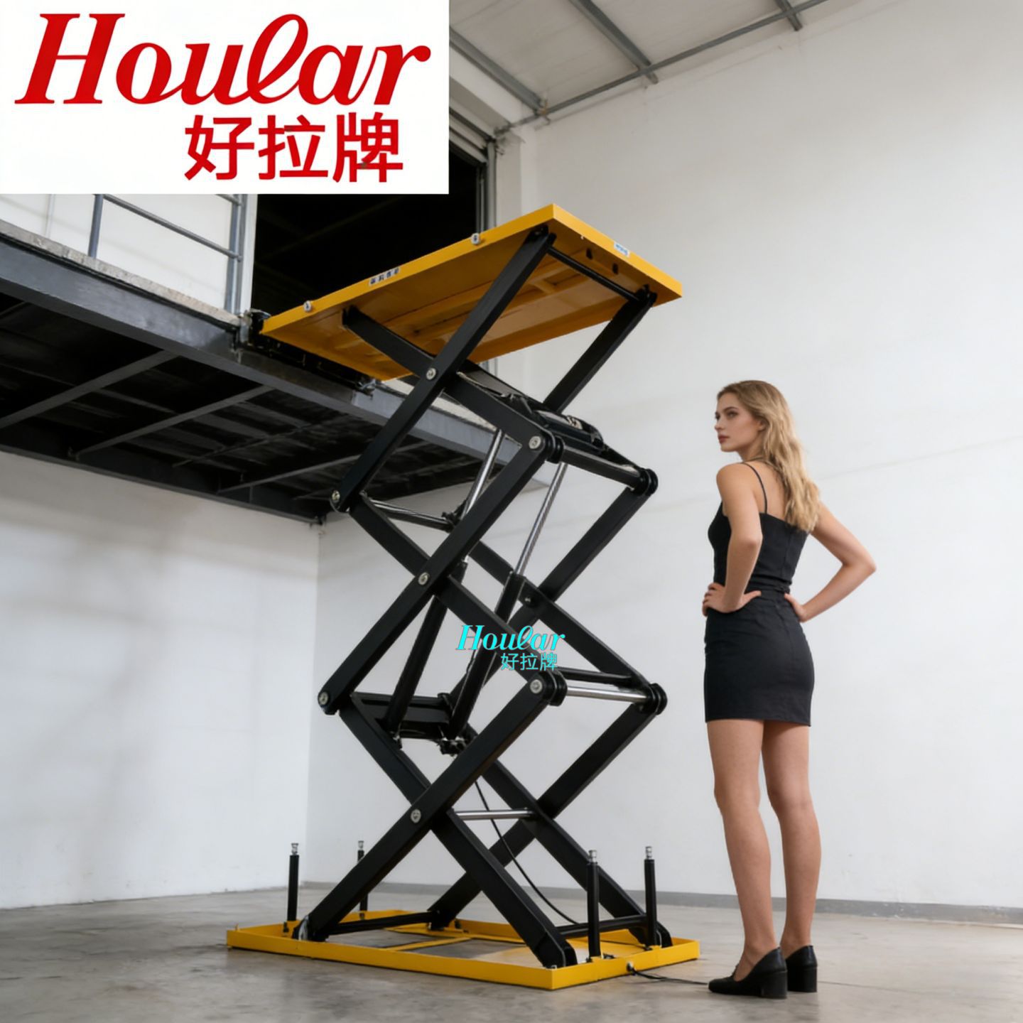 HT1000欧标1吨升3米三剪固定电动升降货梯平台液压剪叉式提升机