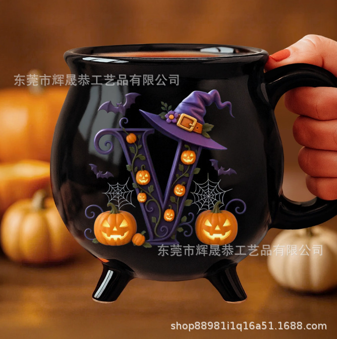 跨境新款Ceramic Cauldron Coffee Mug陶瓷大锅咖啡杯12oz|undefined