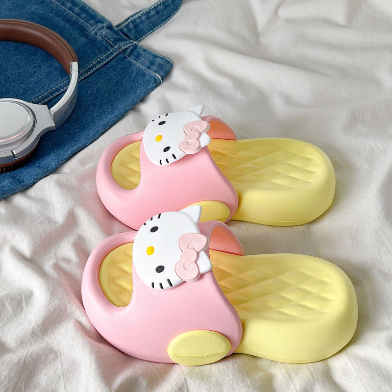 2026 New Style Indoor Home Thick-Soled Non-Slip Casual Cartoon Cute Kt Cat Slippers for Women Summer Outdoor Wear