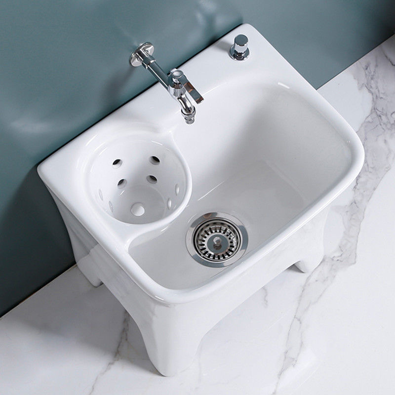 Balcony with feet mop pool table control pollution washing mop pool floor mop basin side row pool with drain basket Automatic draining ceramic Balcony with feet mop pool table control pollution washing mop pool floor mop basin side row pool with drain basket Automatic draining ceramic