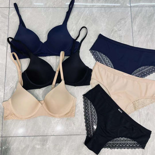 Simple solid color thin underwear glossy seamless big chest small push up bra basic European and American bra suit
