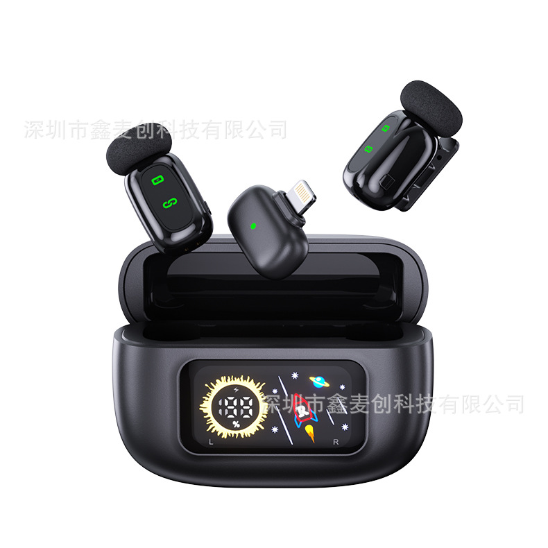 T80 Noise-Canceling Wireless Lavalier Microphone One-To-Two with Charging Case for Mobile Phone Live Streaming Radio Private Model Cross-Border