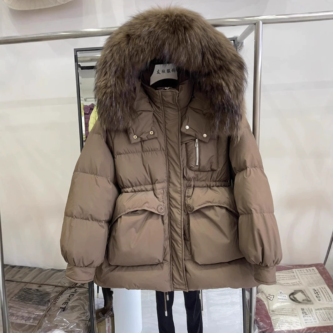 Down jacket, winter warm velvet hoody, mid-length, 2024 years, Korean style, duck down