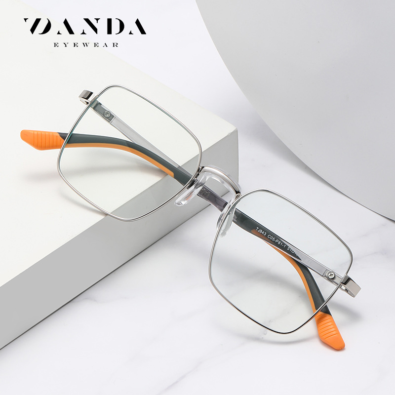 2023 nuevo anti-azul gafas de luz cara grande adelgazamiento metal grandes gafas de Marco TJ843 hombres y mujeres mismo estilo gafas lisas