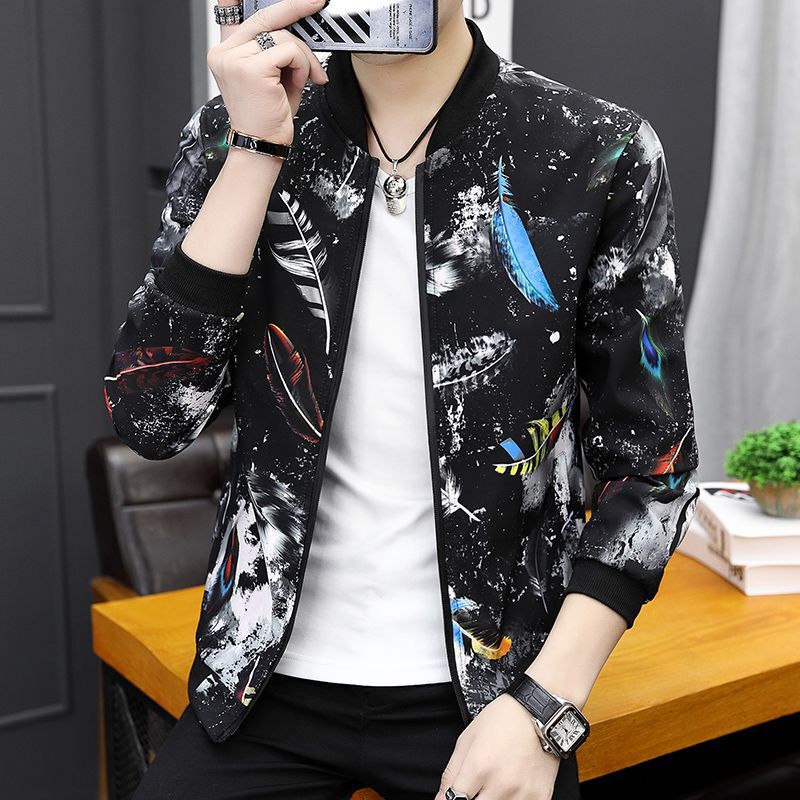 Shanli Dadi Spring and Autumn Youth Flower Jacket Men's Korean Fashionable Color Jacket Jacket Student Men's Baseball