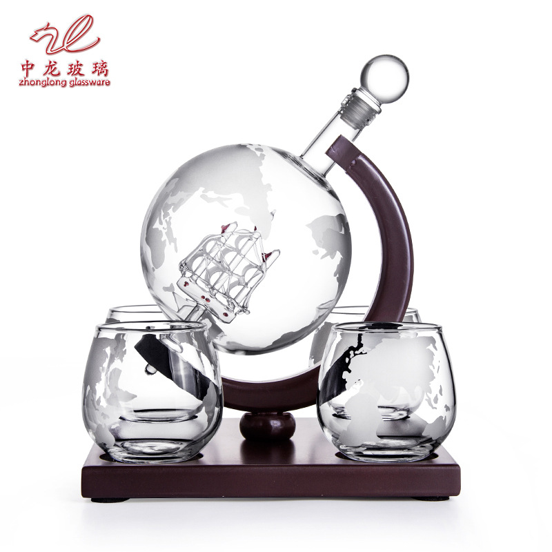 Decantador de whisky con forma de globo terráqueo, borosilicato, con mapa, juego de bar, venta en Amazon