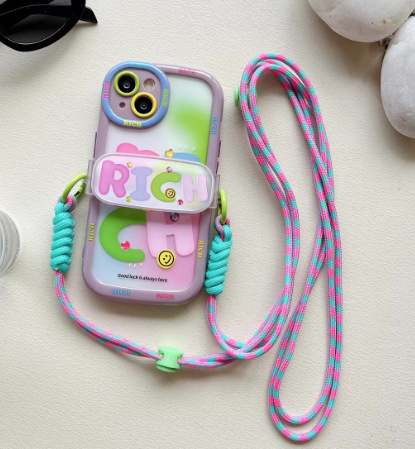 Divertido personalizado texto teléfono caso clip trasero crossbody cuerda para Apple Huawei hombres y mujeres perla cadena creativa nuevo