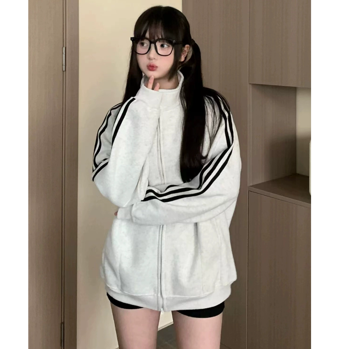 Брендовая длинная рубашка с молнией, осеннее куртка, oversize
