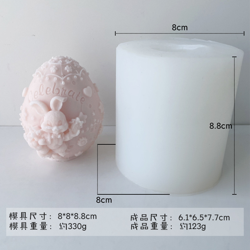 Alivio de dibujos animados orejas verticales huevo conejo vela molde DIY aromaterapia fragante piedra regalo a mano decoración yeso herramienta abrasiva