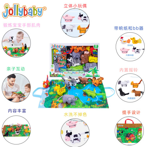 jollybaby parent-child interactive early education three-dimensional doll cloth book 0-3 years old baby toy gift box doll game blanket