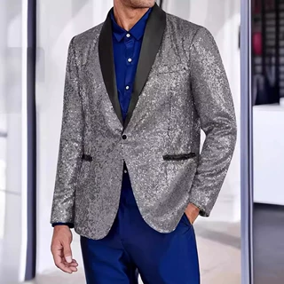 亮片个性男歌手礼服演出金色西装外套主持人夜店DJ服装影楼西服男
