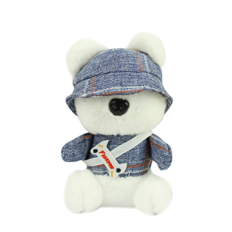Moda fresco dibujos animados cachorro felpa muñeca juguete llavero colgante mujer linda muñeca pareja mochila colgante regalo