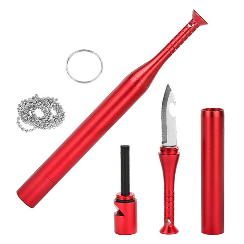 Portable aluminum alloy baseball bat hidden knife outdoor survival tool with bottle opener, firestarter, whistle knife